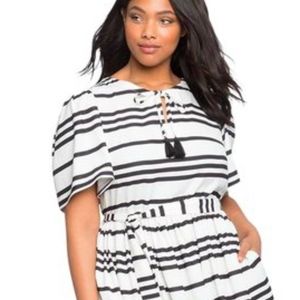 NWOT Eloquii B+W Striped Fit & Flare Dress